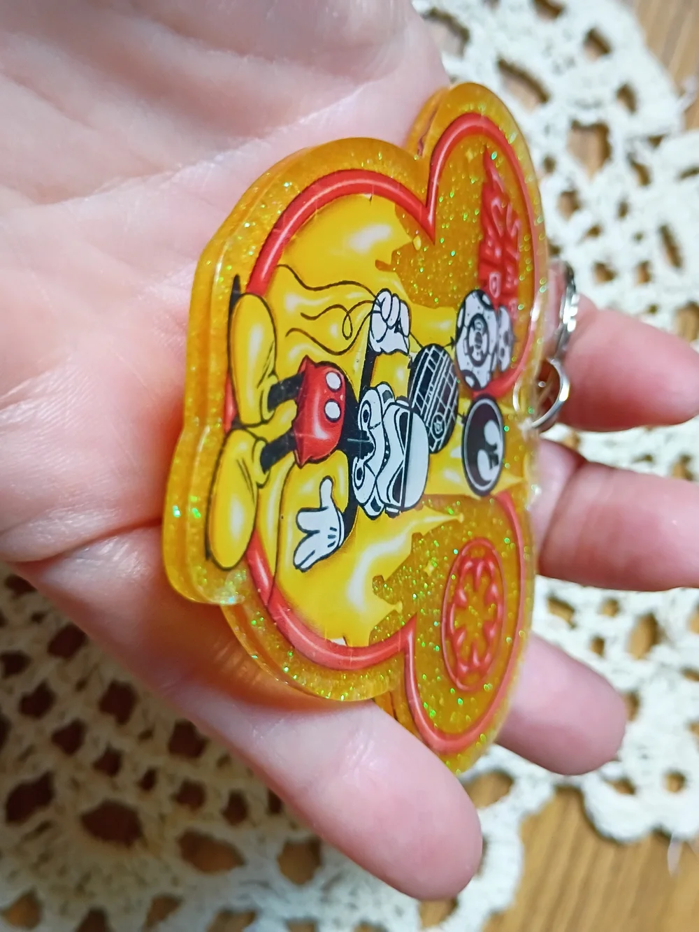 Star Wars x Disney Yellow Glitter Mickey Stormtrooper Keychain